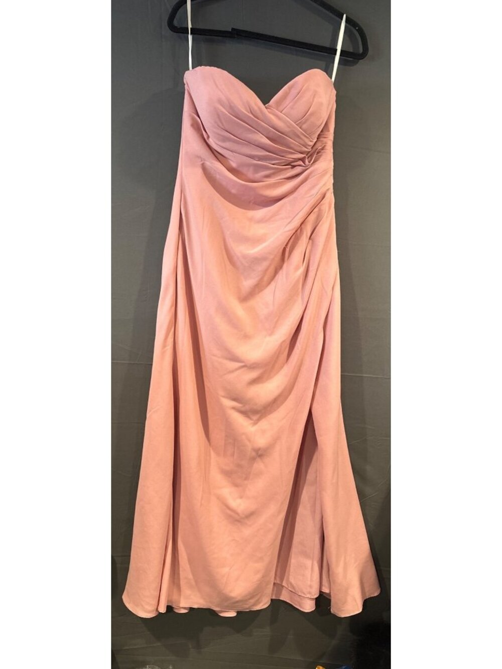 Bari Jay Womens 18 Dusty Rose Strapless Ruched Mermaid Bridesmaid Maxi Gown